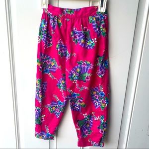 Vintage Girls cotton purple fans pink pants size 5